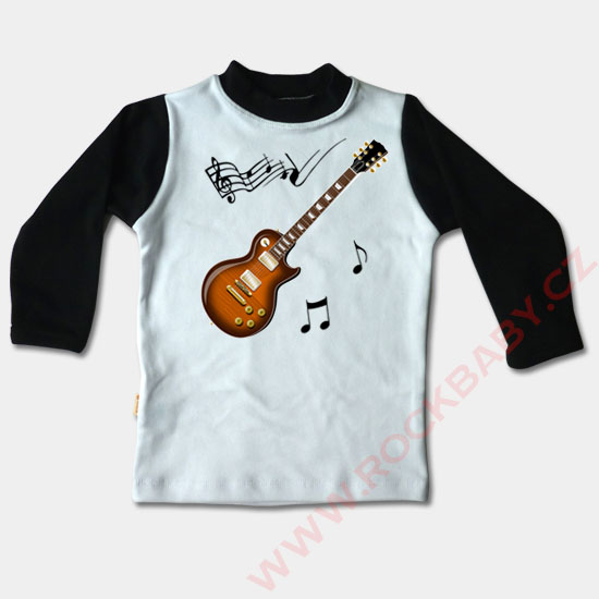 Detské tričko dlhý rukáv - Gitara, noty