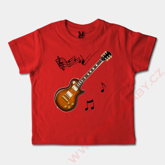 Dětské tričko krátký rukáv - Kytara, noty