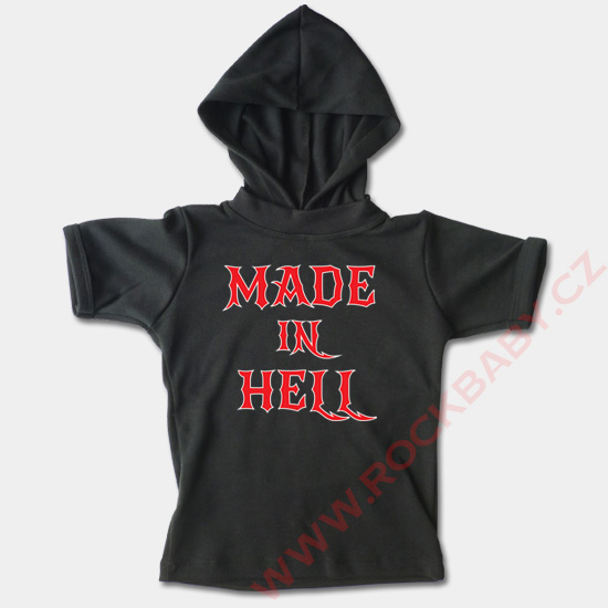 Dětské tričko s kapucí, krátký rukáv - Made in Hell