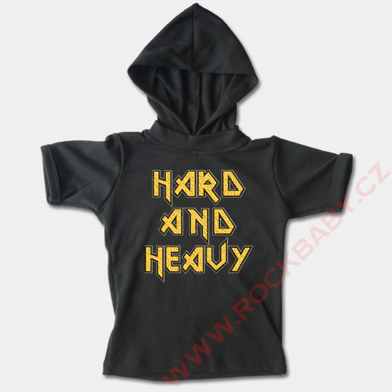 Detské tričko s kapucňou, krátky rukáv - Hard and Heavy
