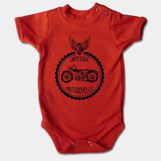 Dojčenské body krátky rukáv - Retro motorka