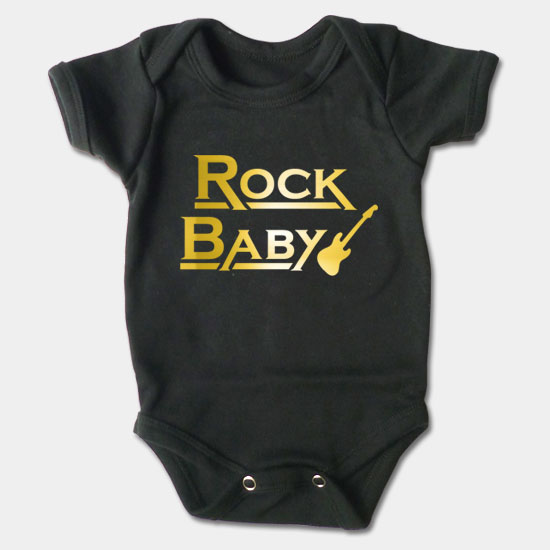 Dojčenské body krátky rukáv - Rock Baby 2 - zlatá 