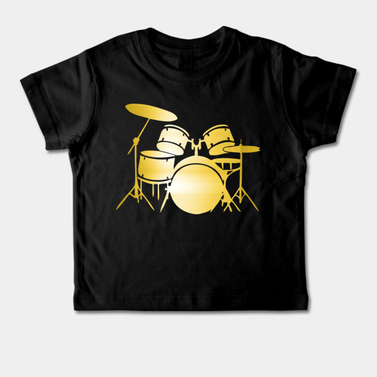 Detské tričko krátky rukáv - Bubny - zlatá potlač