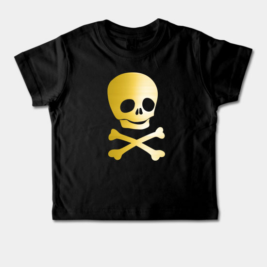 Detské tričko krátky rukáv - Lebka - zlatá potlač