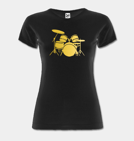 Dámské tričko - Bubny - zlatý potisk