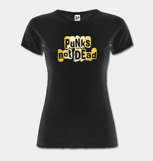 Dámské tričko - Punks not dead - zlatý potisk