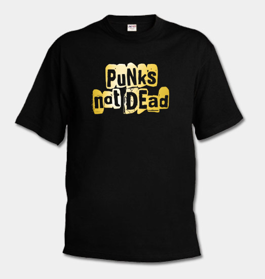 Pánske tričko - Punks not dead - zlatá potlač