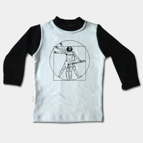 Detské tričko dlhý rukáv - Vitruviánský muž s gita