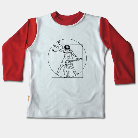 Detské tričko dlhý rukáv - Vitruviánský muž s gita
