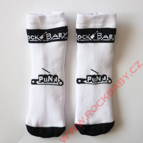 Detské ponožky - Punk špendlík, bielé