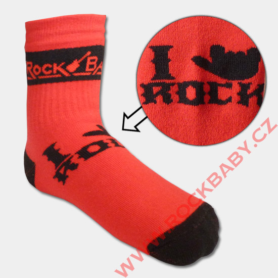 Detské ponožky - I love rock, červené