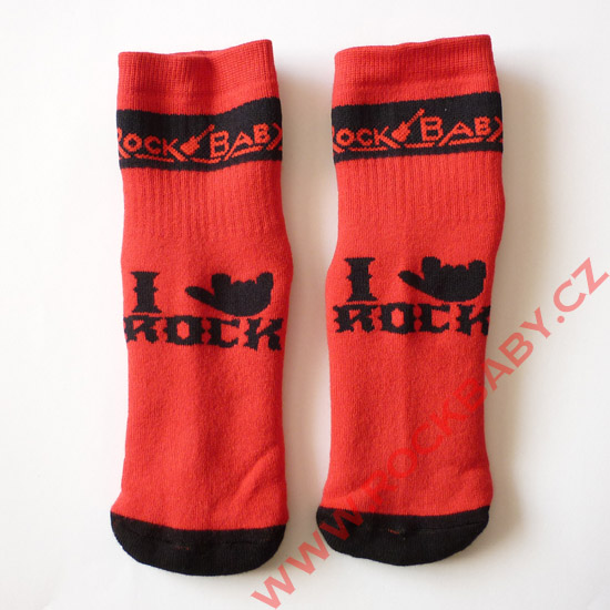 Detské ponožky - I love rock, červené